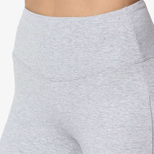 กางเกงเลกกิ้งถักสีพื้นเอวสูงแบบเต็มตัวสำหรับผู้หญิง - Product Image 6