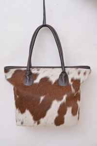 Sac à main en cuir véritable avec fourrure naturelle, fermeture éclair brodée, sac à main de luxe portable en cuir de vachette pour femmes LHTB-0019 - Product Image 6