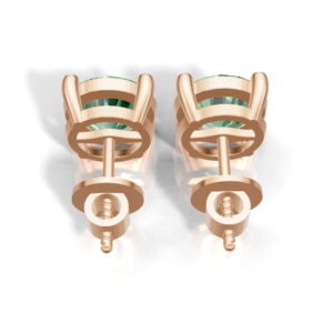 Heerani Jewels Lab Grown Round Emerald Prong <b>Set</b> 925 Sterling <b>Silver</b> Classic <b>Stud</b> Vermeil Rose Gold Unisex <b>Earrings</b> 1.9g - Product Image 2