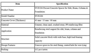Entretoise en béton préfabriqué NVH-D4 pour dalles, poutres, colonnes et fondations – 45/55/60 mm - Product Image 5