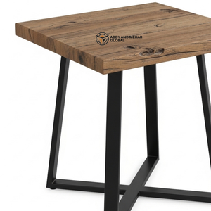 Hand-Carved Hexagonal Wooden Side <b>Table</b> Customized Color Floral Pattern Industrial Metal Accent <b>Stool</b> for Entry Living Room - Product Image 5