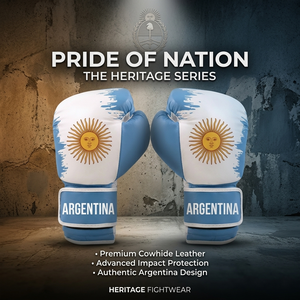 Guantes de Boxeo con Bandera de Argentina Impresa Personalizada, Guantes de Entrenamiento de Cuero Vacuno, Cierre de Gancho y Bucle Ajustable, Ligeros y Transpirables - Product Image 5