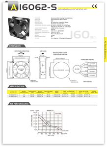 Fabriqué à Taiwan Usine A16062-S 115V 230V Haut débit d'air 160x160x62mm 350CFM Ventilateur axial Roulement à billes Électrique Plastique OEM - Product Image 5