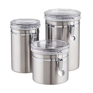 Most Selling Stainless Steel Airtight Storage <b>Jars</b> with Glass Lids and Clip Locks for Kitchen Use - Product Image 1