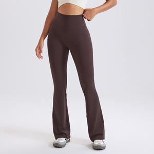 Women's High Waisted <b>Flared</b> Yoga <b>Leggings</b> Solid Color Stretch Full Length Fitness Workout Pants - Product Image 4