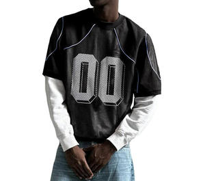 Camiseta Unisex de Manga Corta, Estilo Deportivo, Corte Holgado, 100% Poliéster, Malla Transpirable, Anti-Pilling, Estilo Vintage Casual - Product Image 1