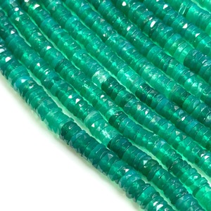 Cuentas de piedras preciosas Heishi facetadas de ónix verde natural, hebras de 6-7mm, cuentas pulidas de piedra de ónix para la fabricación de joyas a precio de fábrica - Product Image 2