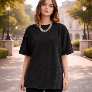 T-shirt délavé à l'acide le plus populaire pour femme, respirant, personnalisé, OEM, décontracté, coupe oversize, style vintage, vente en gros - Product Image 1