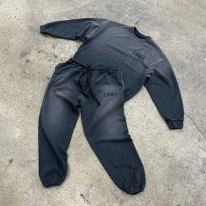2026 Hot Sale Custom Heavy Weight Fleece Winter Vintage Acid Wash Sun Fade <b>Sweatshirt</b> Sweatpants SweatSuit Quarter-<b>zip</b> Tracksuit - Product Image 4
