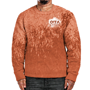 Pull en maille dégradé marron châtain et blanc pour homme, col rond, manches longues, personnalisé, style streetwear décontracté, mode hiver - Product Image 1