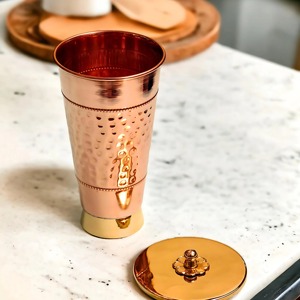 Vintage Design 100% Pure <b>Copper</b> <b>Mug</b> and Glass Set Handmade Eco-Friendly Home Drinkware - Product Image 5