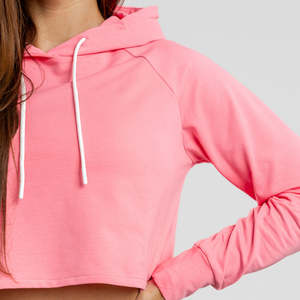 Sudadera con Capucha Corta de Invierno Personalizada para Mujer, Sudadera Holgada Informal con Cristales Frontales, 100% Algodón Felpa - Product Image 4