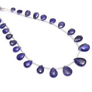Cuentas sueltas de zafiro azul natural facetadas en forma de pera de 5x7mm-9x13mm, tipo briolette, para la fabricación de joyería. - Product Image 1