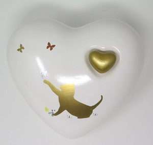 Urne commémorative en forme de cœur blanc avec mini cœur pour cendres, Cœur pour cendres funéraires en métal laiton/aluminium - Product Image 6