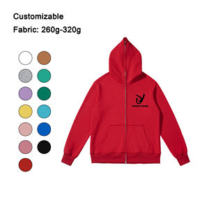 High Quality 100% Cotton Design Custom Men Print Blank Full Face Zip Hoodies Multicolour Hip Hop Hoodies - Product Image 6