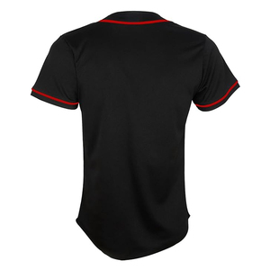 black with <b>red</b> line Baseball Jersey Short Sleeve Button Down V Neck Sports Uniform Polyester <b>Material</b> - Product Image 2