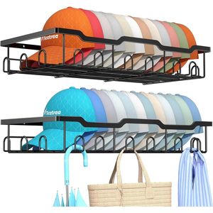 Set di 2 Portacappelli da Parete in Metallo, Organizzatore per 48 Cappelli da Baseball, per Guardaroba e Ripostiglio - Product Image 1