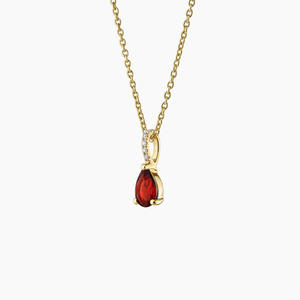 Collier pendentif solitaire en diamant avec pierre rouge taille poire - Product Image 2