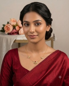 Collier en fil plaqué or minimaliste avec pierre ovale et lune croissante, style ethnique traditionnel, pour occasions festives, fournisseur de bijoux en gros - Product Image 5