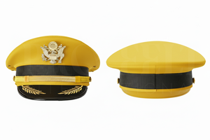 Custom Black Color Embroidered Brim Peak Cap with Gold Trim Adjustable Formal Uniform Style Headwear Outdoor <b>Hat</b> for <b>Men</b> - Product Image 4