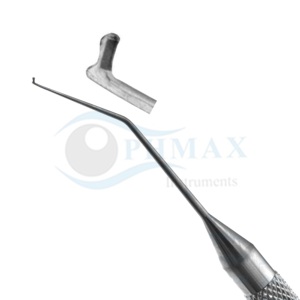 Crochet ophtalmique Fukasaku de haute qualité pour petites pupilles, à tige angulaire et encoche avant, en acier inoxydable - Product Image 3