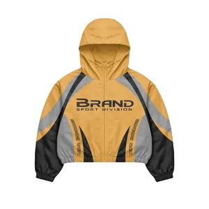 Mustard Yellow Windbreaker Tracksuit Set | Oversized <b>Zip</b> Hooded Jacket & Pants | Streetwear Matching Set OEM Private Label - Product Image 3