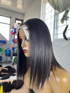 Perruque frontale droite naturelle, perruque en cheveux humains personnalisée, service OEM ODM - Product Image 2