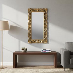 Espejo Decorativo Rectangular Moderno Tallado a Mano en Oro para Piso/Pared, Espejo de Vestir para Dormitorio o Entrada - Product Image 3