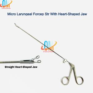 Pinzas para Cirugía Microlaringea, Rectas, con Mandíbula en Forma de Corazón, 3x2mm, 22cm, Acero Inoxidable Sólido, Autoclavables, Reutilizables |   OldMed - Product Image 2