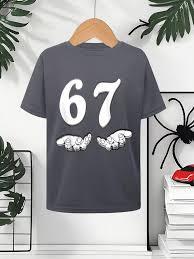 เสื้อยืดสตรีทแวร์ลายกราฟิกมินิมอล "67" - Product Image 2