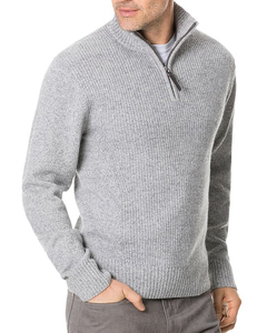 Pull d'hiver pour homme à col roulé et demi-zip, chaud, couleur unie, tricoté, pour l'hiver - Product Image 3