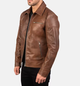 Men's Slim Fit Winter PU Leather <b>Zip</b>-<b>Up</b> <b>Jacket</b> with Stand Collar Front Logo Windproof & Breathable-Wholesale - Product Image 6