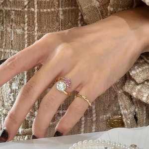 Moissanite Vivid Pink Pear & Round Cut Toi et Moi <b>Ring</b> Original <b>925</b> <b>Silver</b> <b>With</b> Gold Plated Fine Unique Style For Girlfriends - Product Image 4