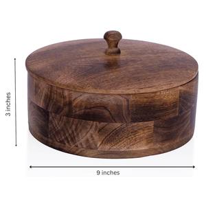 Caja de Madera Hecha a Mano, Caja de Madera para Frutos Secos, Caja de Madera para Roti, Recipiente de Madera de Mango con Tapa, Contenedor Decorativo de Madera - Product Image 3