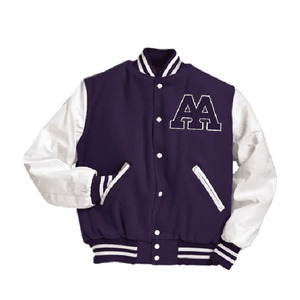 Wholesale Men's Streetwear Snap Button Baseball Jacket Vintage All Black College Coat <b>Red</b> Stripe Waterproof Windproof 100% <b>Wool</b> - Product Image 3