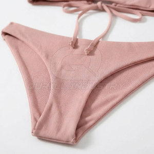 Conjunto de Bikini de Dos Piezas Personalizable para Mujer, Traje de Baño de Playa, Diseño Sólido, Tela Elástica, Transpirable, de Secado Rápido para la Temporada de Verano - Product Image 4