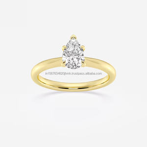 Anillo de compromiso/aniversario de boda de oro blanco de 14k/18k con diamante cultivado en laboratorio IGI, corte pera, estilo vintage, regalo para mujer - Product Image 4