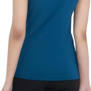 Débardeur ajusté bleu sans manches à col rond pour femme – Basique décontracté extensible pour le quotidien – Vêtements de mode féminins - Product Image 5