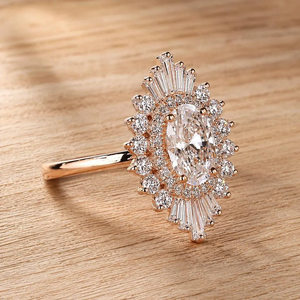 Bague en or massif 10K 14K 18K avec diamant de laboratoire ovale couleur DEF clarté VS VVS, certifiée IGI, design flocon de neige, halo et grappe, vente en gros - Product Image 4