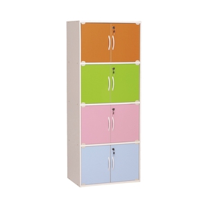 Armoire de rangement minimaliste blanche multicolore à 8 portes avec serrure, organisateur de casier pour la maison ou le bureau - Product Image 1
