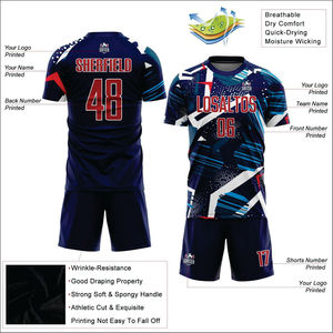 Conjunto de Camiseta de Fútbol Sublimada Personalizada de Alta Calidad, Manga Corta, Cuello Redondo, Absorbe la Humedad, Ajuste Atlético, Ropa Deportiva para Hombre - Product Image 2