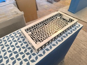 Handmade <b>Black</b> & White Bone Inlay Serving Tray Rectangular Decorative Wooden Ottoman Coffee <b>Table</b> <b>Vanity</b> Tray Luxury Home Decor - Product Image 3