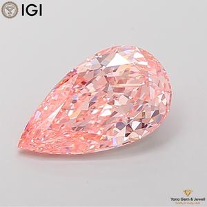เพชรทรงลูกแพร์ ขนาด 3.50 กะรัต สีชมพูสดใส ระดับ VS1 ได้รับการรับรองจาก IGI ผลิตด้วยวิธี CVD สำหรับแหวนหมั้น - Product Image 1