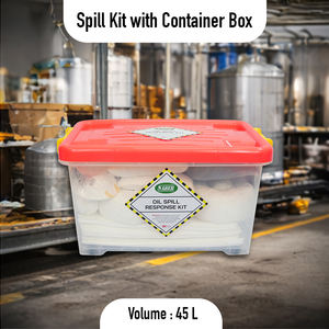 Kit professionnel anti-déversement d'hydrocarbures de 45 litres, boîte transparente, ensemble absorbant d'urgence avec tampons et chaussettes pour usage industriel et maritime - Product Image 2