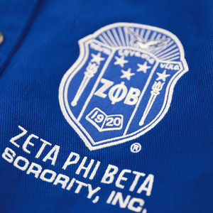 เสื้อแจ็คเก็ต Zeta Phi Beta Centennial Racing สีน้ำเงินรอยัล สำหรับผู้หญิง  แบบตัวอักษรกรีก  รุ่น Varsity ปี 1920  ปักลาย ZPB  เสื้อคลุมสตรีนักกีฬามหาวิทยาลัย - Product Image 3