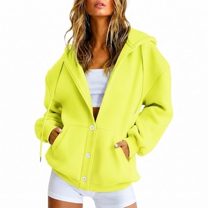 Sudadera con Capucha Extra Grande para Mujer, Sudadera con Botones de Felpa Premium, Sudadera Informal con Capucha y Botones para Mujer - Product Image 6