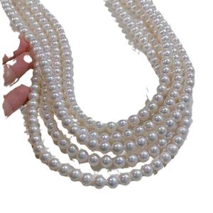 สร้อยคอมุกน้ำจืดขนาด 8-9 มม. ที่ละเอียดอ่อน สีขาวสว่าง พร้อมแสงอุ่นที่แข็งแกร่ง ใกล้เคียงกับทรงกลม ปราศจากแกนกลางเล็กน้อย - Product Image 5