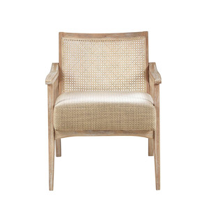 Silla Individual Moderna de Madera y Ratán Tejido a Mano, Muebles Ecológicos para Sala de Estar - Product Image 1