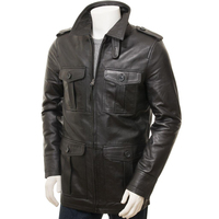 Blouson Moto Vintage en Cuir Grande Taille pour Homme, Mi-long, Col Montant, Hiver, Personnalisable OEM ODM, Imperméable à l'Avant, Vente en Gros