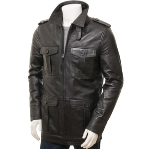 Wholesale <b>Men</b>’s <b>Plus</b> <b>Size</b> Leather Motorcycle <b>Jacket</b> – Mid-Length Stand Collar Winter Custom OEM ODM - Product Image 5